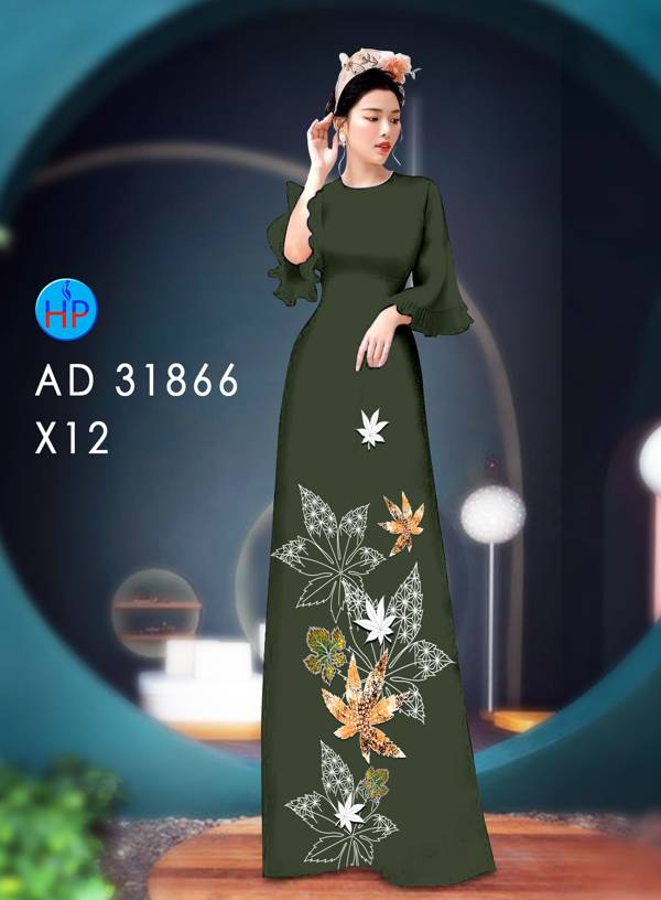 Vải Áo Dài Hoa In 3D AD 31866 14